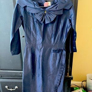 Exquisite vintage navy blue dress